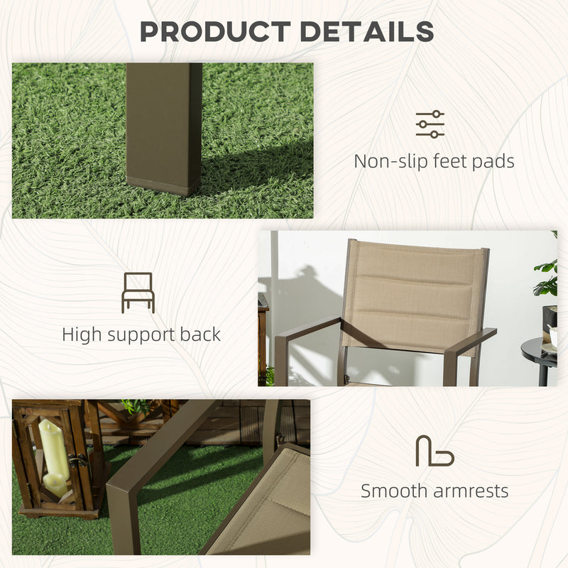 Set of 2 Khaki Aluminium Stacking Garden Chairs Lightweight and Space Saving Design