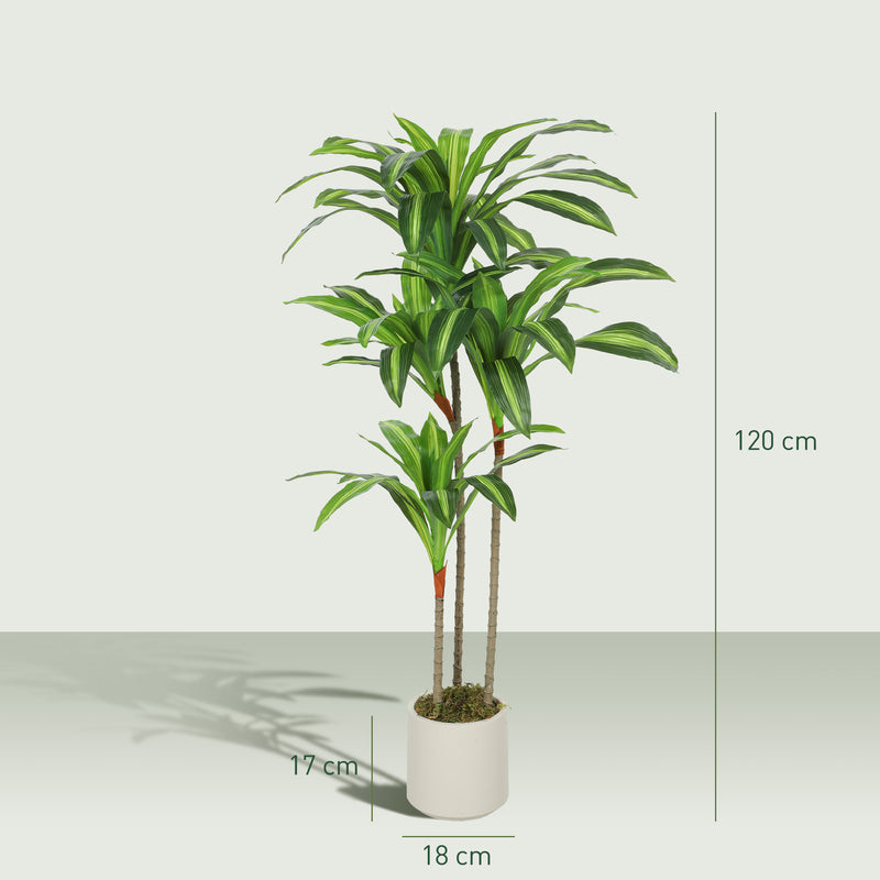 120cm Artificial Dracaena Tree with Realistic Bendable Trunks for Home or Office Green