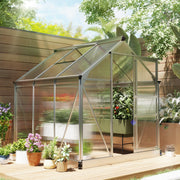 6x6ft Polycarbonate Greenhouse with Sliding Door for Garden Growers Clear AOSOM