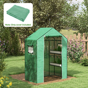 Walk In Greenhouse Cover Replacement with Roll Up Door for Garden Growing Green