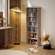 Tall Rotating CD Storage Tower With 360 Degree Access For Home Organisation Natural Wood AOSOM