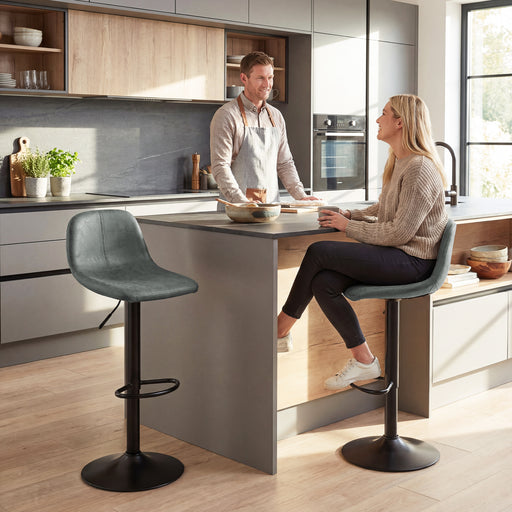 Adjustable Bar Stools Set of 2 for Kitchen Island with Water Resistant Seats Green AOSOM