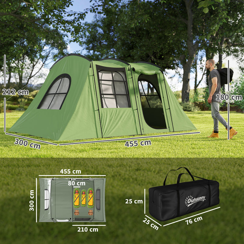 Family Camping Tent with Separate Bedroom and Living Area for Dry Spacious Shelter Green