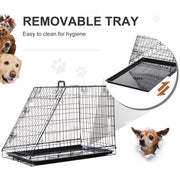 Collapsible Dog Travel Cage with Removable Tray and Trapeze Design Perfect For Hatchback Cars 93 x 58 x 65cm by PawHut
