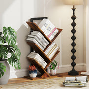 Four Section Tree Bookcase With Open Shelves For Living Room Or Bedroom, Wood Effect