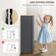 Charcoal Grey Slim Shoe Cabinet For Hallway - 2 Flip Doors Stores Up To 12 Pairs With Adjustable Shelves, 72x26x80cm Homcom