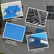 Set of 2 Blue Foldable Sun Loungers with Reading Hole and 5 Position Adjustable Backrest