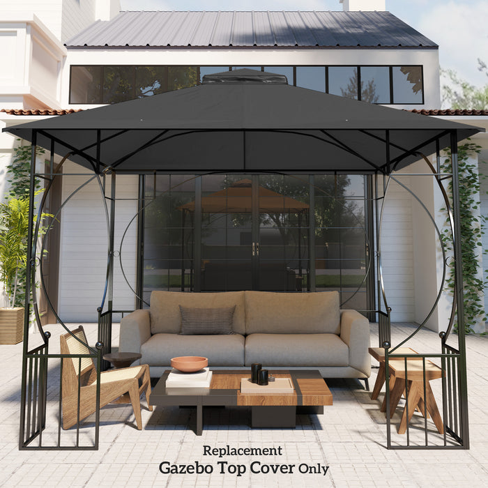Black 3x3m Replacement Gazebo Canopy Double Tier Roof for Garden and Patio by Outsunny