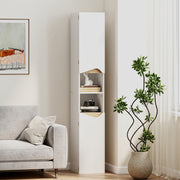 Tall Slim Bathroom Storage Cabinet with Shelves and Double Doors for Small Spaces White AOSOM
