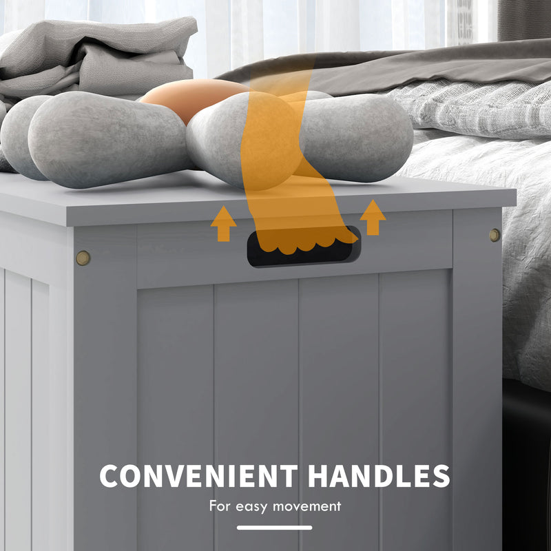 Wooden Storage Chest with Safety Hinges Ideal for Toys or Bedding for Living Room Grey