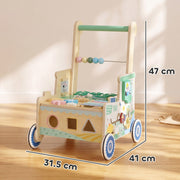 Dimensions diagram of the wooden baby walker showing 41cm length, 31.5cm width and 47cm height