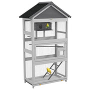 PawHut wooden bird cage with stand, grey and black, studio shot with birds
