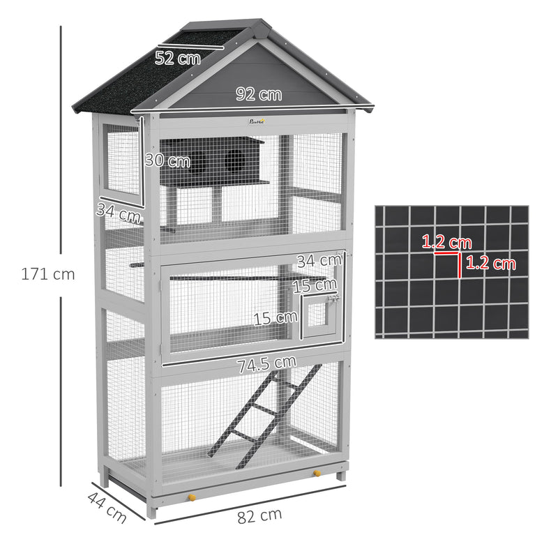 Dimensions diagram: 171H x 92L x 52W cm overall, 82L x 44W cm base, 1.2 cm bar spacing