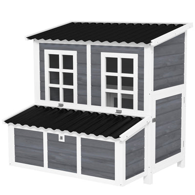PawHut wooden chicken coop, studio view showing the raised main house and nesting box roof