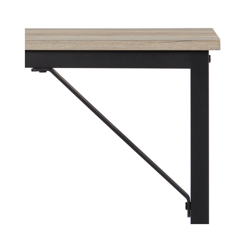 Wooden computer desk with storage shelf by Vasagle, dimensions diagram