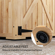 Close-up of a black metal T-hinge with an inset showing the threaded adjustable foot underneath