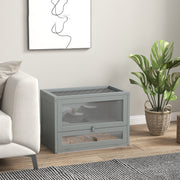 Grey PawHut hamster cage in a living room setting with a hamster inside