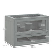 Dimension diagram showing the hamster cage measuring 60 x 35 x 42cm