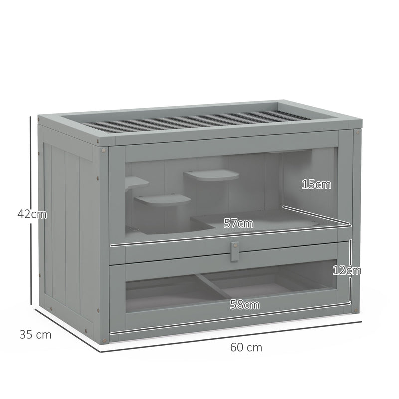 Dimension diagram showing the hamster cage measuring 60 x 35 x 42cm