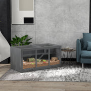 Grey PawHut hamster cage furnished with bedding and tunnels in a living room setting