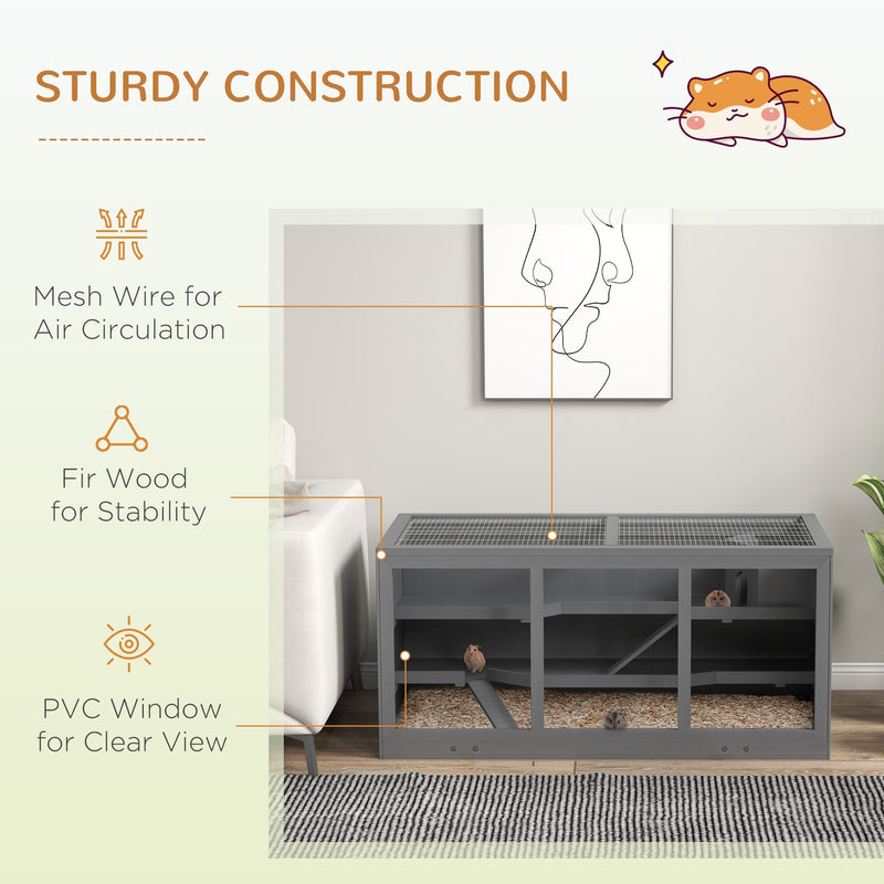 Infographic showing the fir wood frame, mesh wire top and PVC viewing window