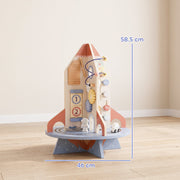 Rocket activity centre showing 58.5 cm height and 46 cm base width dimensions