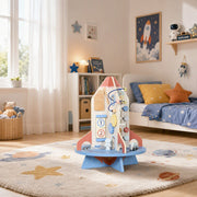 Rocket activity centre on a rug in a child's bedroom