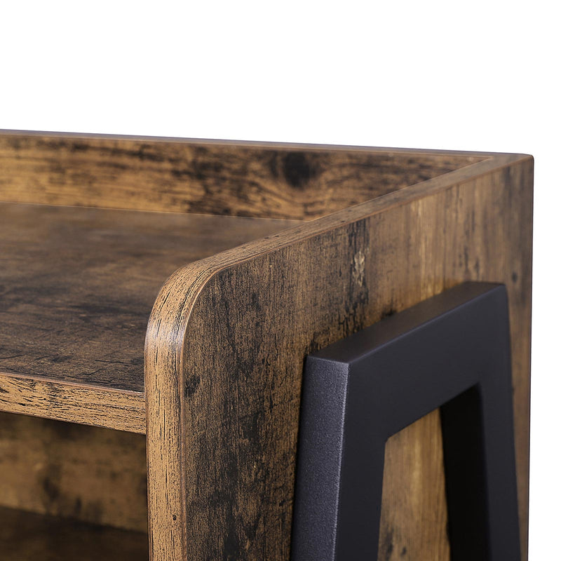 Vasagle wooden side table styled in a bedroom setting