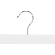 Close-up of the chrome swivel hook fitted to a white wooden hanger