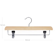 Dimension diagram of the natural wooden hanger at 35.5 cm wide and 16.2 cm high
