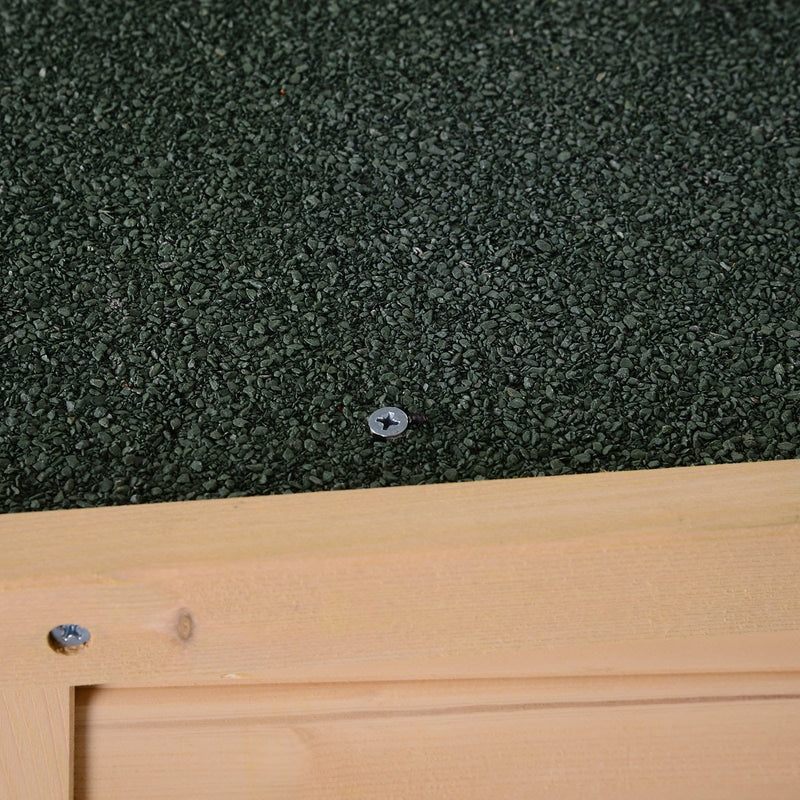 Close-up of the black asphalt felt covering the shed roof