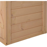 Close-up of the natural timber cladding on the shed side panel