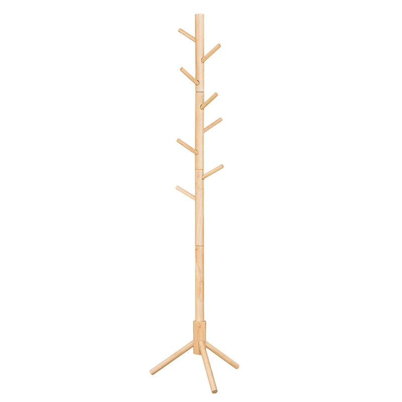 Wooden tree coat rack with 8 hooks by Vasagle, front view