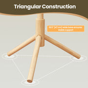 Close-up of the wooden coat rack's hook and base joint