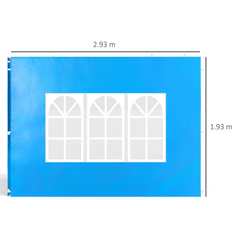 Set of Two Blue 3 x 3m Gazebo Frame Replacement Walls by Outsunny