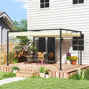 4 x 3m Metal Pergola With Retractable Roof Shade Ideal For Patio Or Garden Use Cream White AOSOM