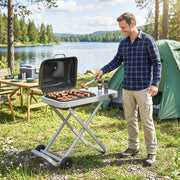 Portable Folding Gas BBQ Grill with Wheels, 1800cm² Cooking Area and Side Shelf, Black Outsunny