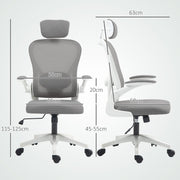 Ergonomic Grey Mesh Swivel Office Chair With Adjustable Lumbar Support and Flip Up Armrests by HOMCOM