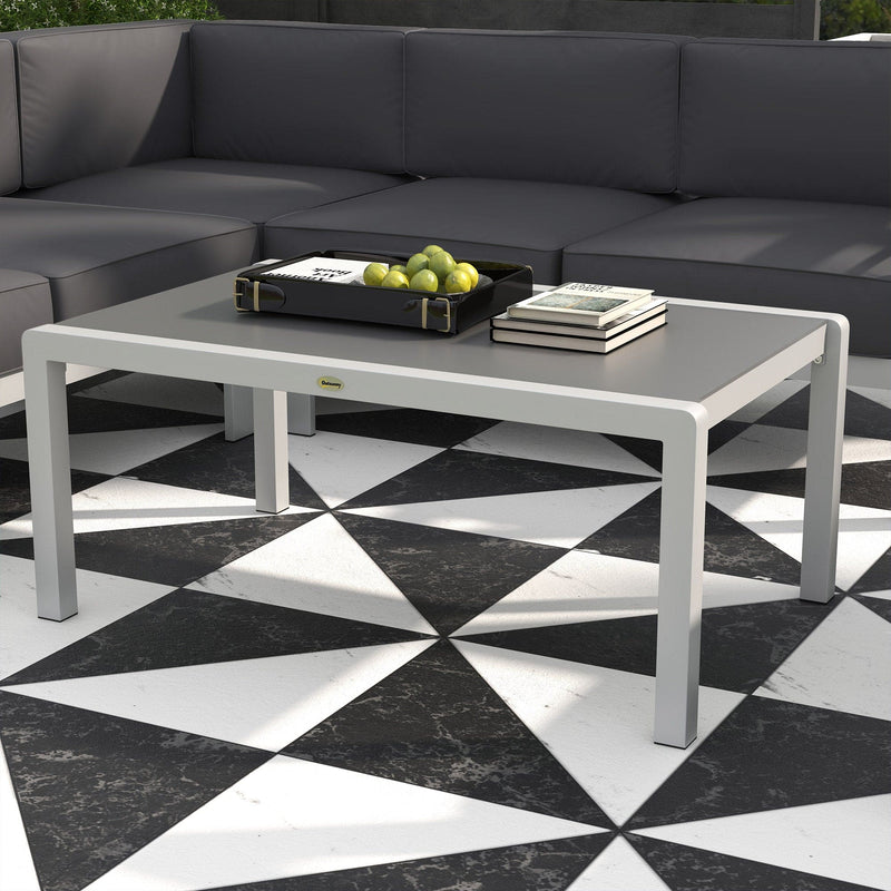 Image of a Grey Outsunny Garden Sofa Set With Table on a patio