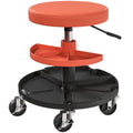 Mechanic Rolling Stool with Height Adjustment and Tool Trays for Garage and Workshop Yellow AOSOM