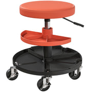 Mechanic Rolling Stool with Height Adjustment and Tool Trays for Garage and Workshop Yellow AOSOM