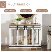 Large Wooden Dog Crate Furniture with Double Kennel Design Ideal for Two Dogs Grey