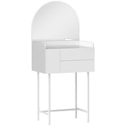 White Dressing Table with Arched Mirror and 3 Storage Drawers for Bedroom
