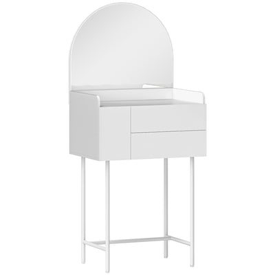 White Dressing Table with Arched Mirror and 3 Storage Drawers for Bedroom