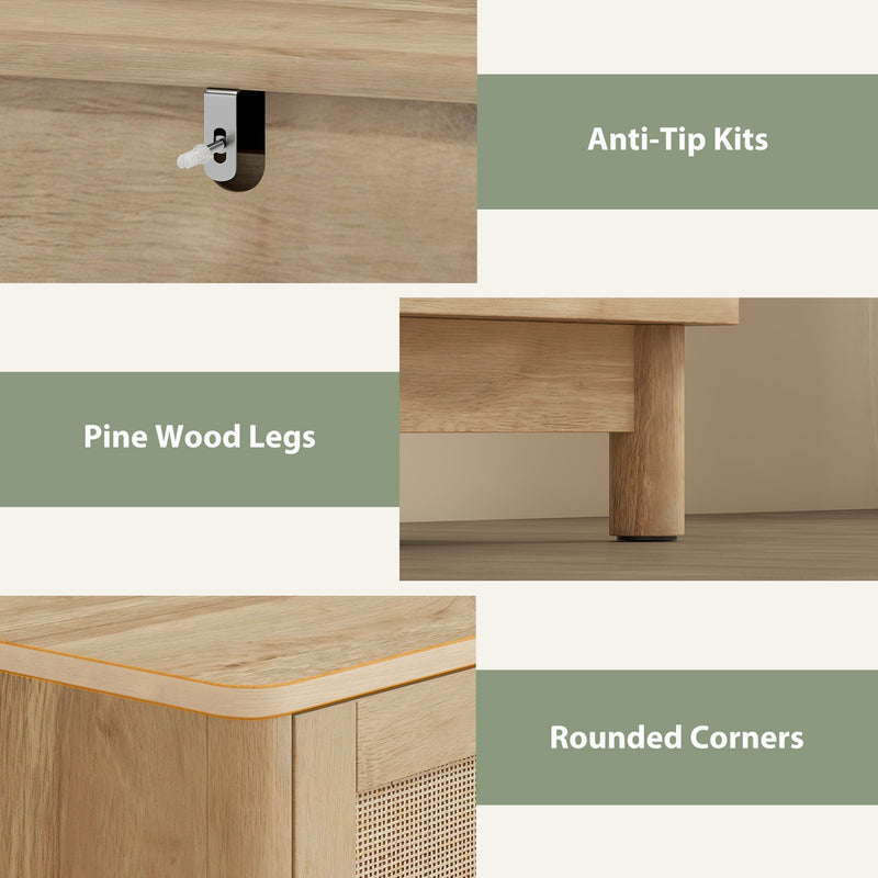 Wooden 3 Drawer Dresser For Bedroom or Living Room - Oak Finish - 76 x 35 x 76cm