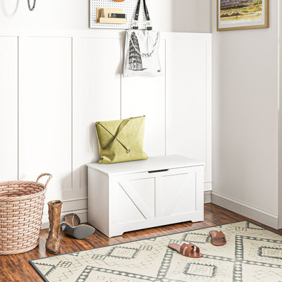 White Wooden 100L Storage Box with Safety Hinges for Home Organisation by HOMCOM