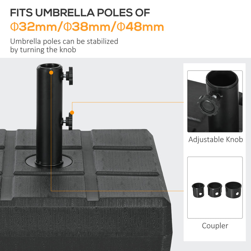 40kg Black Square Parasol Base With Wood Effect Ideal For Garden Or Patio Umbrellas