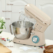 1300W Kitchen Stand Mixer With Dough Hook Whisk and Beater Attachments, Beige