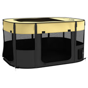 Foldable Dog Playpen with Storage Bag and Ground Stakes for Indoor and Outdoor Use, Yellow