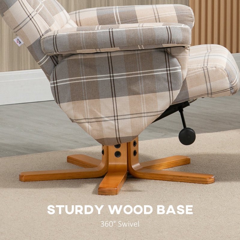 Linen Swivel Recliner Chair with Footstool and Storage Ideal for Living Room Use Multicolour